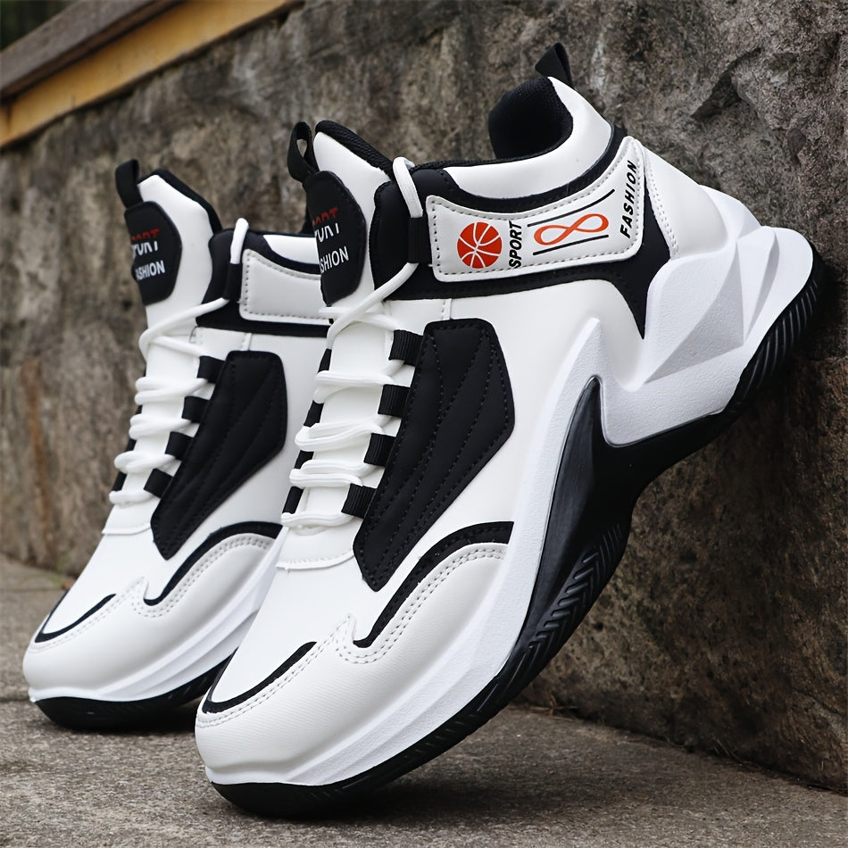 Men'S High-Top Sneakers, Lightweight Running Shoes with Non-Slip Sole, Gym Hiking Casual All-Season Lace-Up Sneakers, High-Top Canvas Shoes, Hiking Footwear, Dynamic Sports Design, Breathable Fabric Lining, Athletic Appearance, Durable Construction