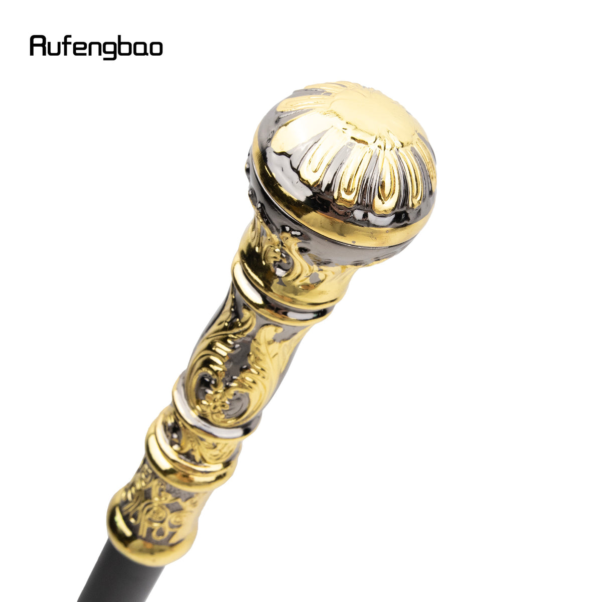 Golden Black Luxury Round Handle Fashion Stick | Elegant Crosier Knob Stick 36.61inch, Alloy Material by Rufengbao, For Cosplay & for party