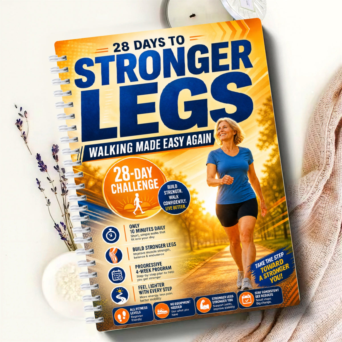 Stop Feeling Weak And Tired After Short Walks 1pc 28-Day Strong Legs Workout Planner Low Effort Daily 10 Minutes Home Exercise Routine Walking Training Guidebook