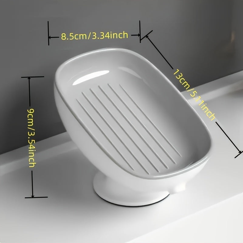 2-in-1 Bathroom Soap Dish, Countertop Draining Soap Holder with Suction Cups, Dual Storage for Round, Square, and Bar Soaps, Soap Dish Soap Holder - Multicolor (Color Random)