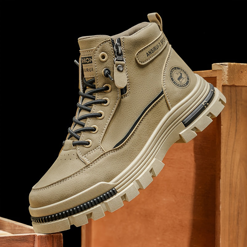 Classic Four Seasons Mid-Top Men'S Outdoor Work Traditional Boots Low-Top Zipper Hiking Casual Sports Mountaineering Boots