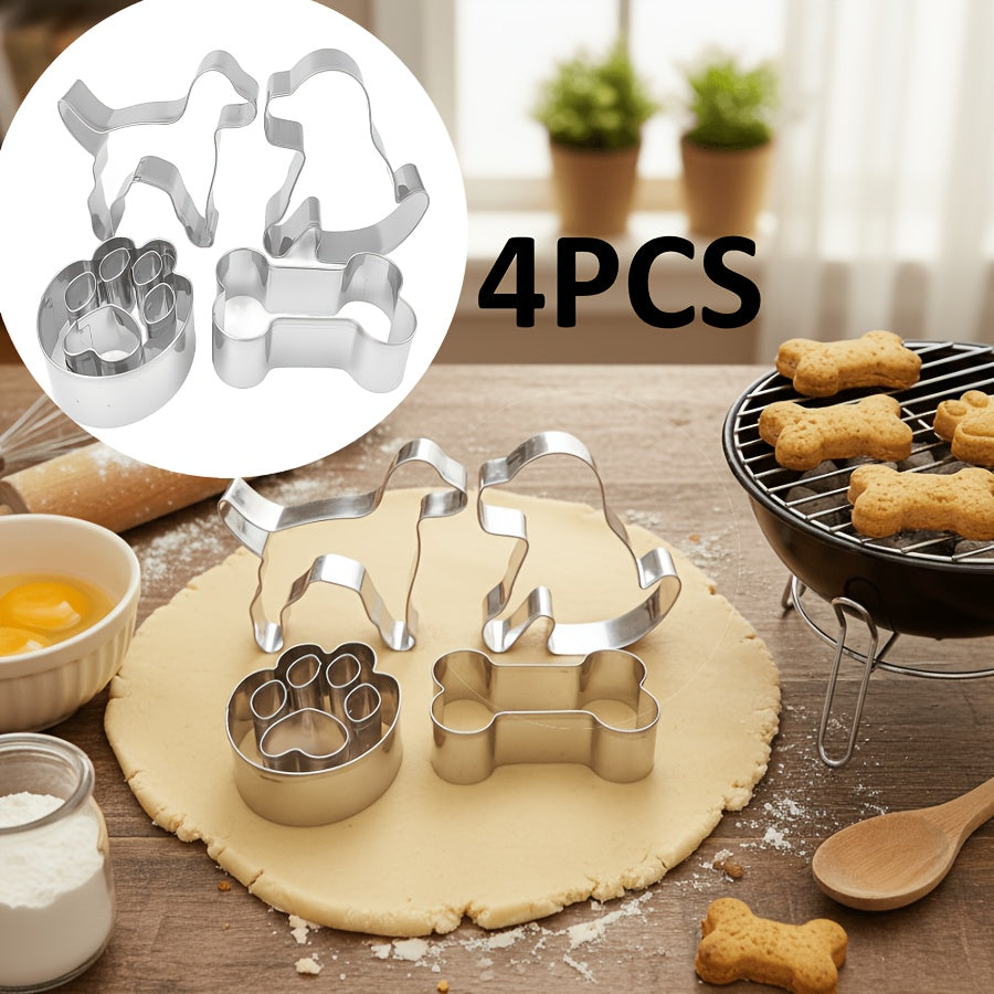 The 4pcs Puppy Series Biscuit Mold Is Made of Stainless Steel. Puppy Bones with Core Dog Claws in Different Shapes. It Is Suitable for Daily Holidays, Homemade Biscuits And Other Food-Grade Materials Are Easy to Remove And Wash