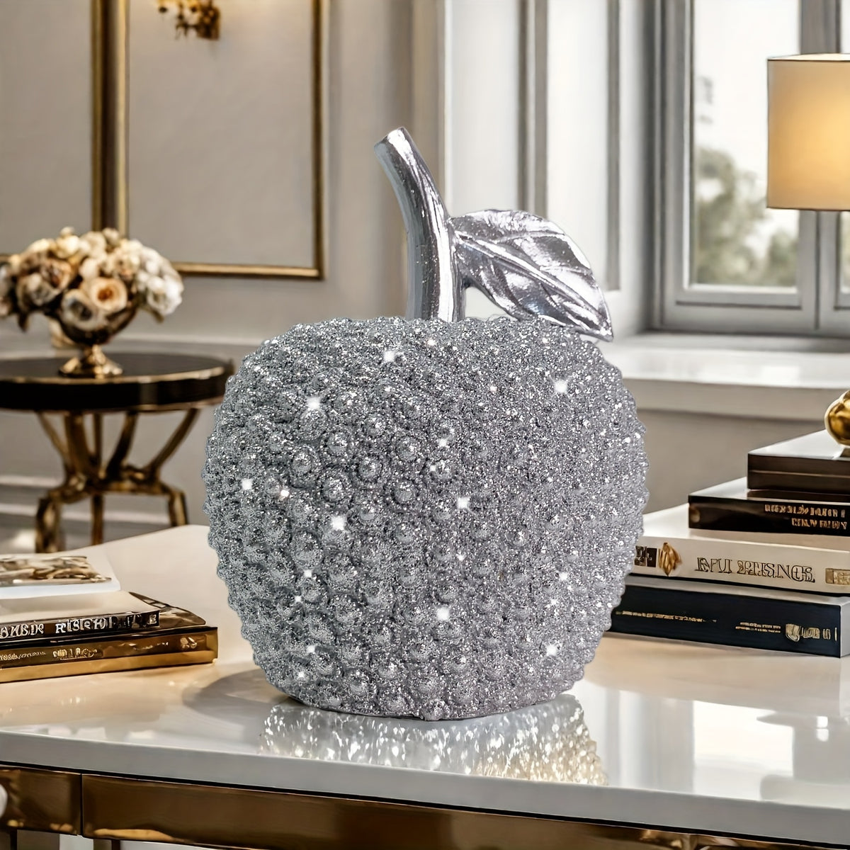 Collectible Figurines ，1pc Modern Classic Apple Statue Figurine - Elegant Beaded Resin Decor for, Birthday & Holiday Gift (for Valentine's Day, New Year, Thanksgiving) - Luxury Tabletop or Shelf Decoration, No / Required, Fantasy