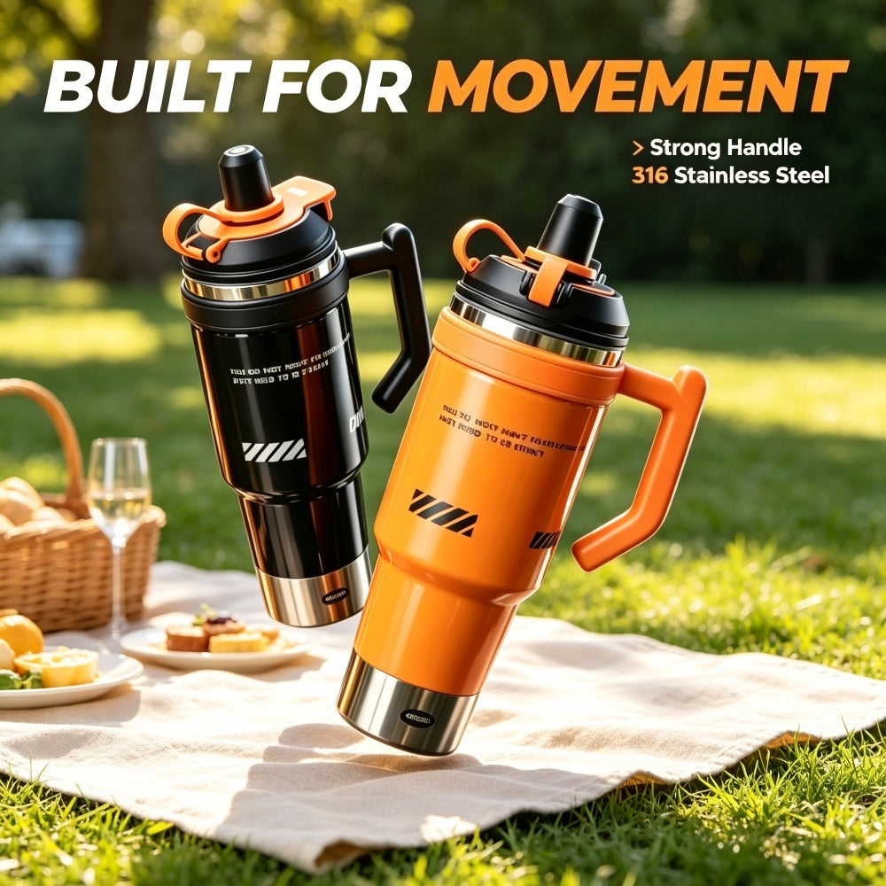 Large-capacity, Stylish Printed Insulated Tumbler with a 316 Stainless Steel Inner Liner for All-day Hot and Cold Retention. Features a Leak-proof Seal and Straw for Worry-free Portability. Suitable for Car Use, Camping, Fitness, and Home