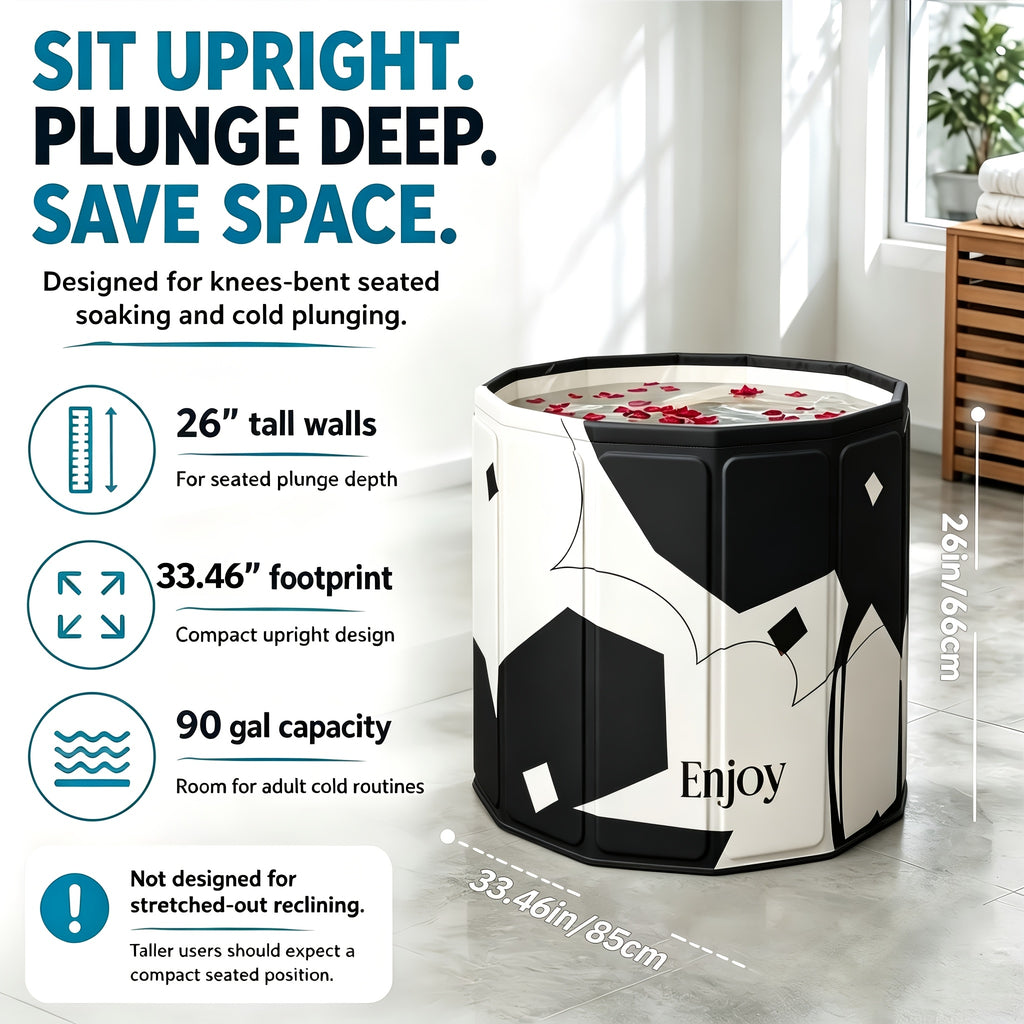 Foldable Adult Hot Bath & Cold Plunge Tub, Full Body Portable Bathtub with Anti-Slip Base, Multi-Use Storage Bin, Waterproof Odor-Free, Ideal for Small Space Travel Holiday Gift