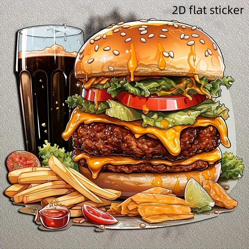 Delicious Burger & Fries Combo - Vinyl Car Decal Sticker, Perfect For Laptops, Water Bottles, Skateboards & More - Durable & Easy Apply