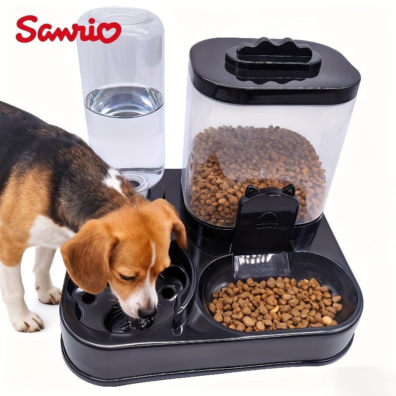 Official Sanrio Licensed Automatic Cat And Dog Water Dispenser with Food Bowl - 0.26-2.64 gal Multi-Capacity Battery-Free/Plug-In, Easy to Clean & Moisture-Resistant, Indoor/Outdoor Use