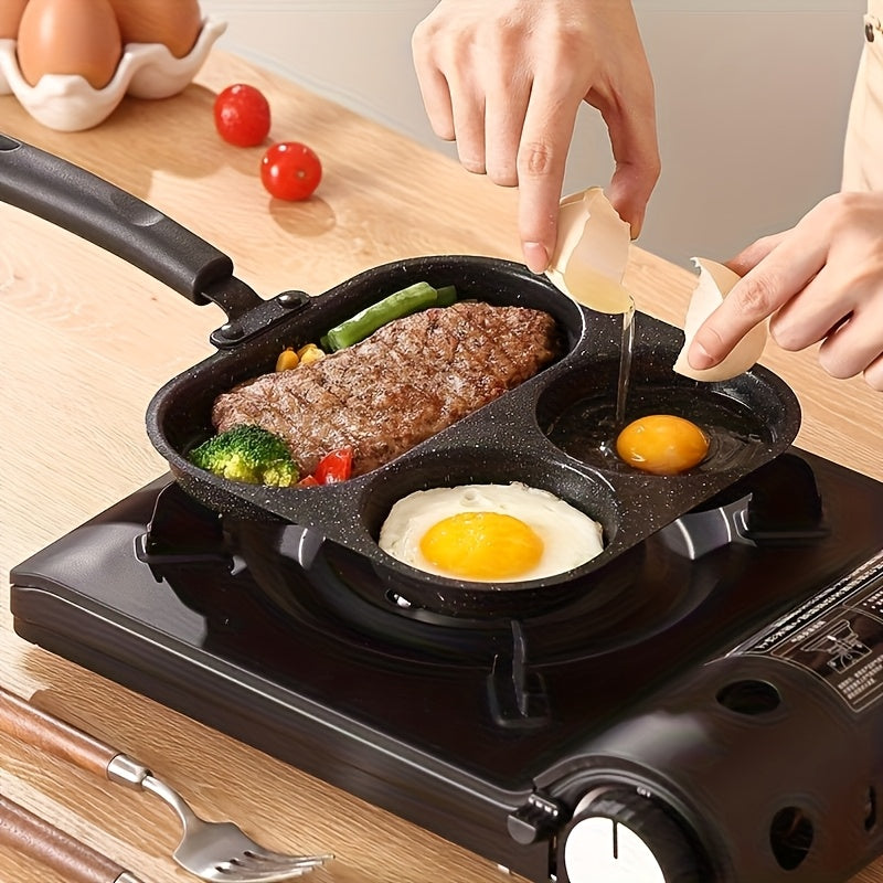 [Non-stick Breakfast Pot] 3in 1 Non-stick Cast Iron Breakfast Pot, Multi-function Fried Eggs, Steak and Flat Frying Pan for Home Cooking, Perfect for Sausages, Eggs, Etc., More, Sausage Cooking Tools, Modern Kitchen Utensils, Durable Cooking Tools