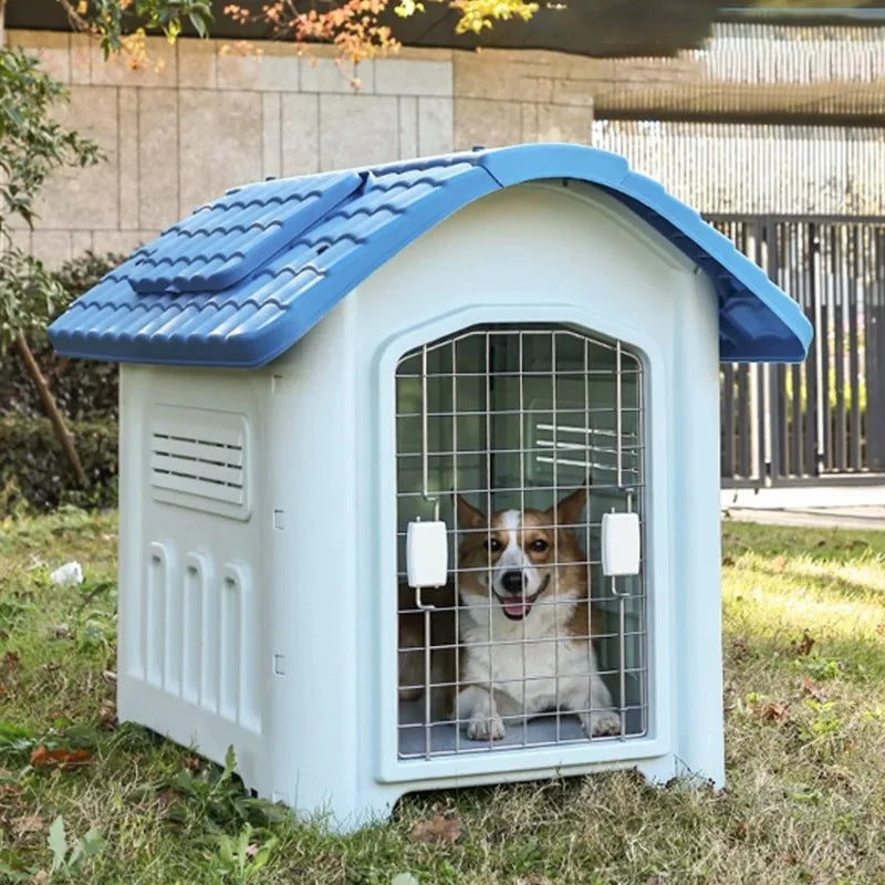 Large Dog House Outdoor Plastic Water Resistant Doghouse Pet House Small Dogs Adjustable Skylight Pet Home Dog Cage Pet Fence