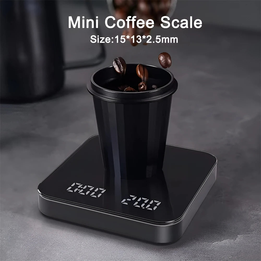 Digital Kitchen Coffee Scale High Precision Rechargeable Home Electronic Scale with Timer Stainless Steel Smart Gram Weight Scal