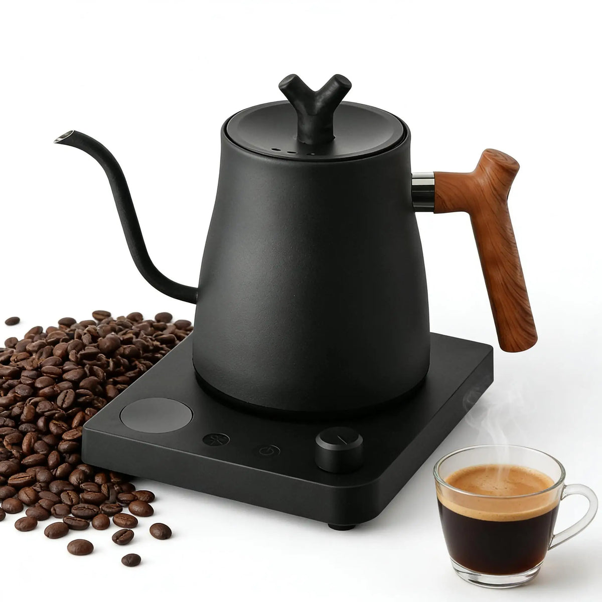 Gooseneck Electric Kettle 1L: Smart Temp Control for Pour-Over Coffee, Fast Boil Stainless Steel