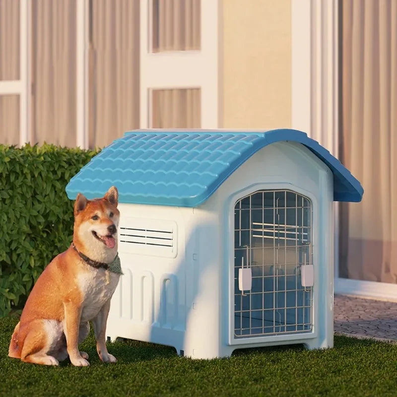 Large Dog House Outdoor Plastic Water Resistant Doghouse Pet House Small Dogs Adjustable Skylight Pet Home Dog Cage Pet Fence