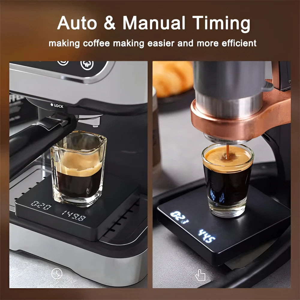 Digital Kitchen Coffee Scale High Precision Rechargeable Home Electronic Scale with Timer Stainless Steel Smart Gram Weight Scal