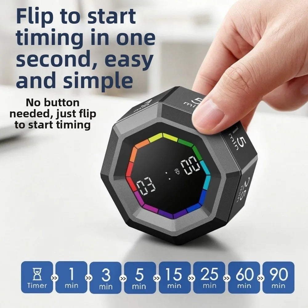 Multifunctional Magnetic Gravity Sensor Timer LED Display Smart Flip Timer Clock Usb Charging Visual Cube Timer Time Countdown