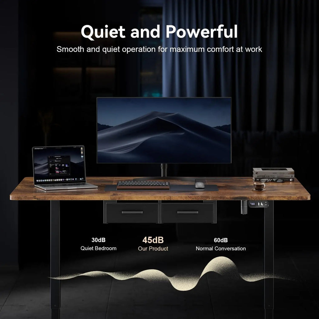 47/55/63/71/79inch Electric Height Adjustable Desk, Heavy-Duty Large Sit-Stand Table, Gaming Desk with Power Outlet & Drawer