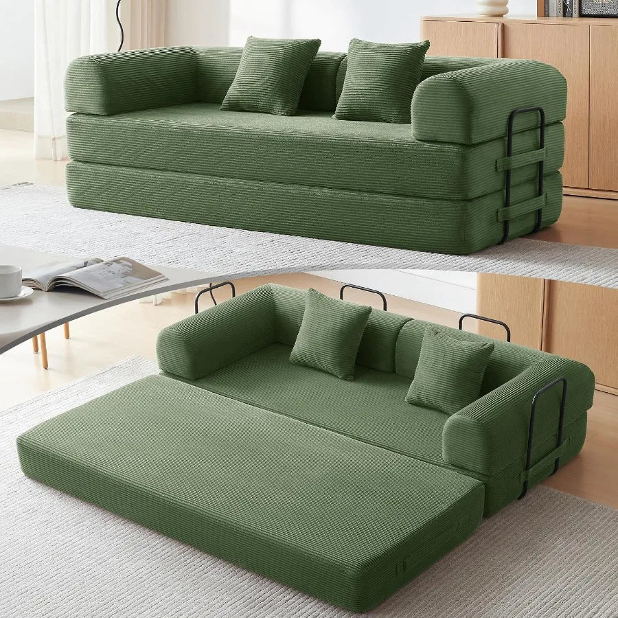 79 Inch Convertible Boneless Futon Sofa Bed, Multi‑Functional Sleeper Couch for Living Room Guest Room Small Space Apartment,