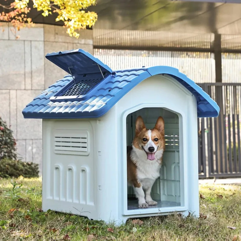 Large Dog House Outdoor Plastic Water Resistant Doghouse Pet House Small Dogs Adjustable Skylight Pet Home Dog Cage Pet Fence