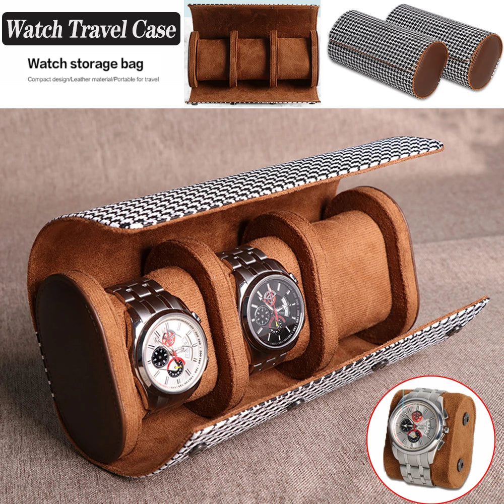 Portable Watch Roll Travel Organizer 1/2/3 Slot Watch Storage Case with Removable Pillows & Solid Dividers Secure Holder