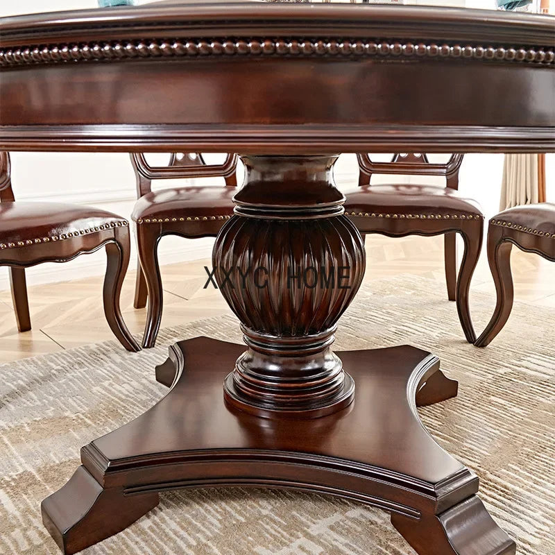 Wood Dining Table and Chair Nordic Solid Wood Small Apartment Round