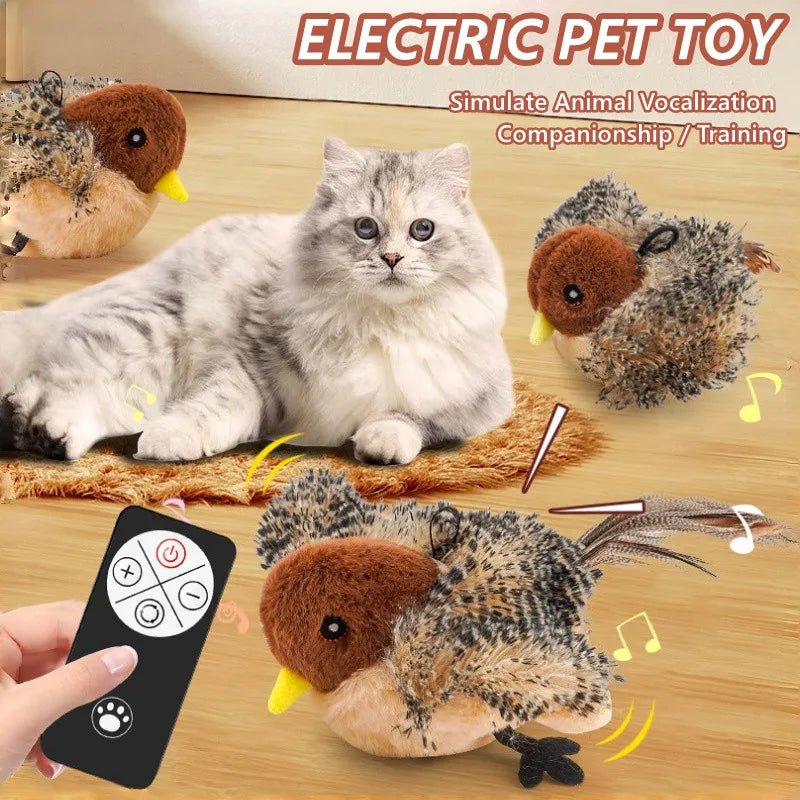 Electric Sparrow Interactive Cat Toys with Remote Control Rechargeable Flappy Bird Tease Cat Artifact Pet Companion Training Toy