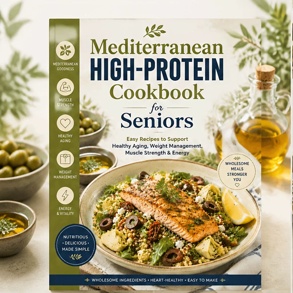Mediterranean High-Protein Cookbook for Seniors, Easy Recipes, Healthy Aging, Muscle Strength & Weight Management Guide book