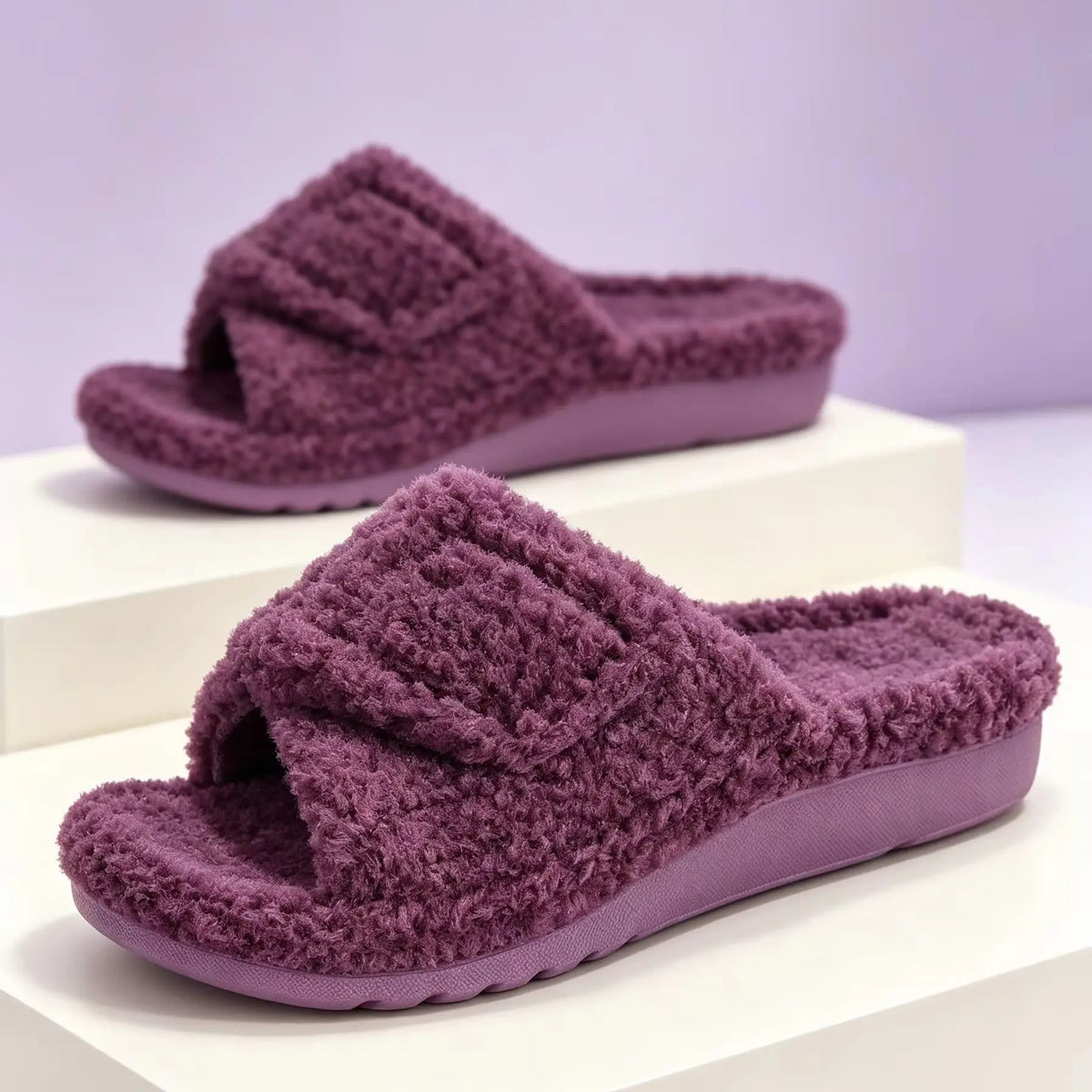 Bebealy Women's Orthopedic Slippers Indoor Open Toe Slipper With Arch Support Adjustable Lady Houes Shoes For Plantar Fasciitis