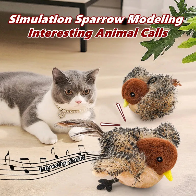 Electric Sparrow Interactive Cat Toys with Remote Control Rechargeable Flappy Bird Tease Cat Artifact Pet Companion Training Toy