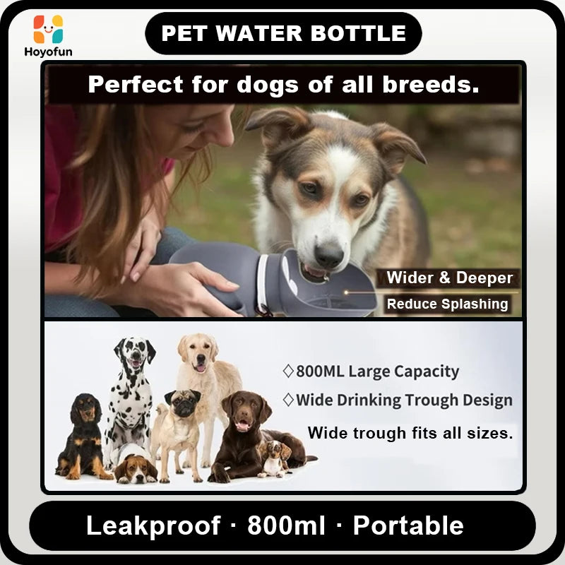 Portable Pet Water Bottle 800ml Leakproof Dog Travel Drink Dispenser Outdoor Walking Supplies Dogs Accessories для собак