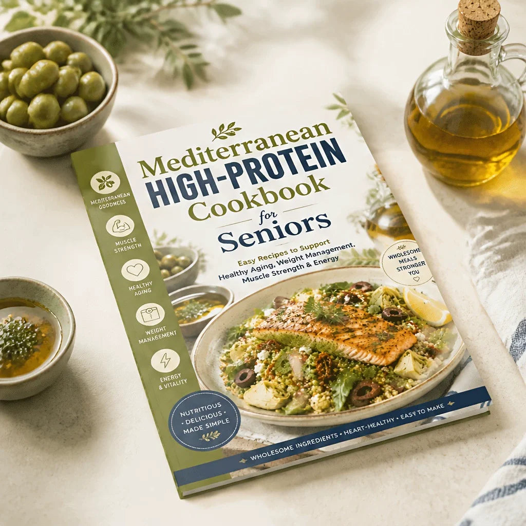 Mediterranean High-Protein Cookbook for Seniors, Easy Recipes, Healthy Aging, Muscle Strength & Weight Management Guide book