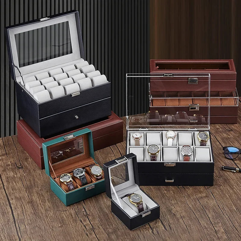 6‑Slot Watch Storage Box, Wristwatch Case for Mechanical Watches, High‑End Men's Watch Collection and Display Box