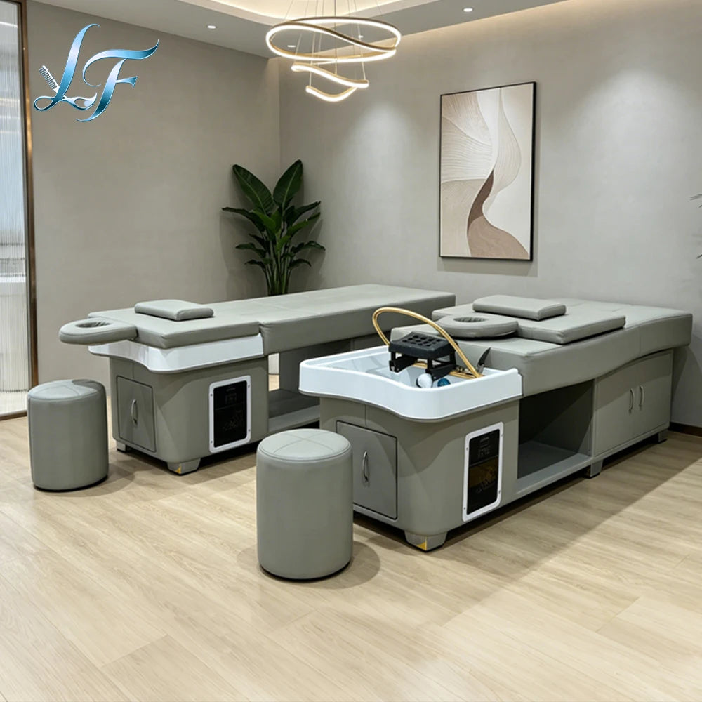Thai Shampoo Bed Steam Water Circulation Ambient Light Storage Cabinet Head Spa Salon