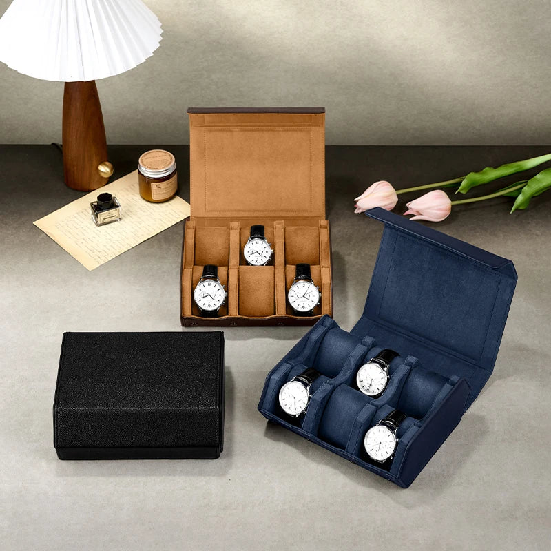 MISHITU 6 Slots Watch Box Leather Hexagon Watches Roll Box Organizer Watch Storage Case Wristwatch Travel Case for Men Organizer