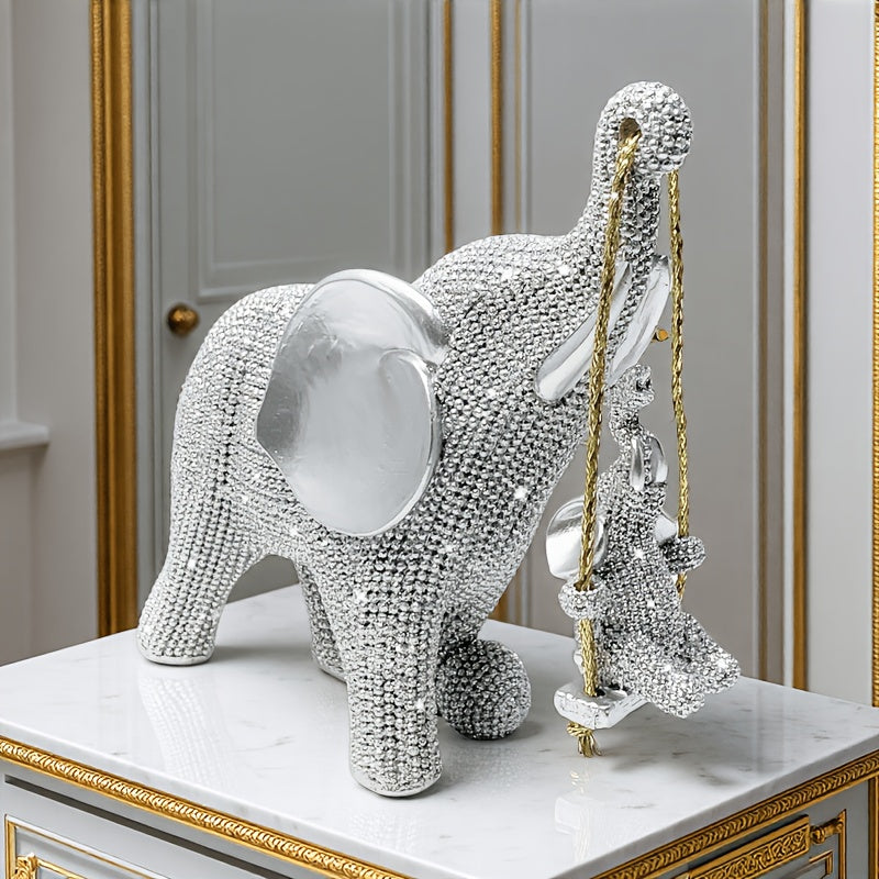 1pc Mother And Elephant Ornament 3D Sculpture Home Decor Resin Craft Creative Office Desktop Decoration Collectible Art Gift Holiday Present