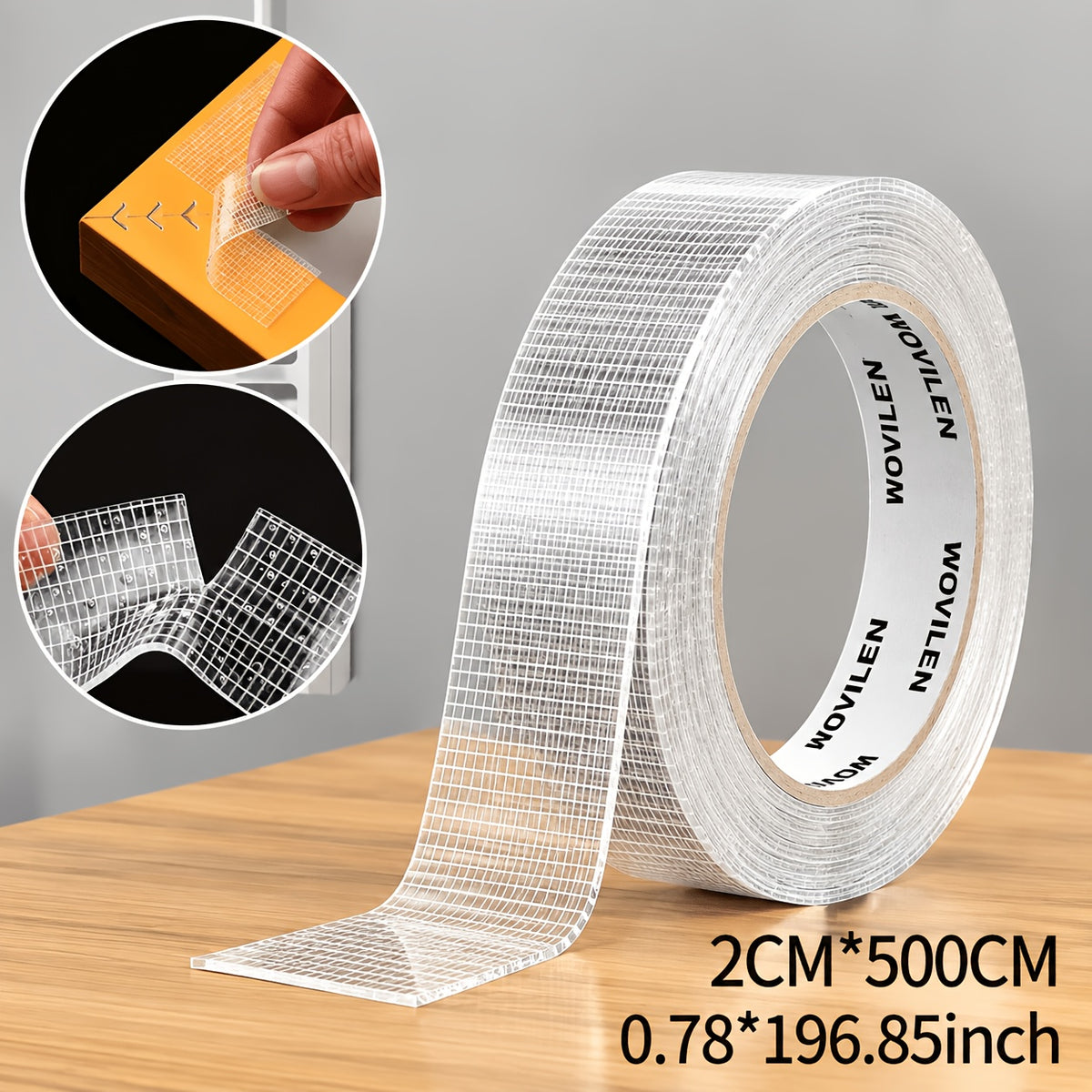 Industrial-grade Nano Double-sided Tape, 196.85 inch Long, Removable Without Leaving Residue, Made of Transparent PET Material