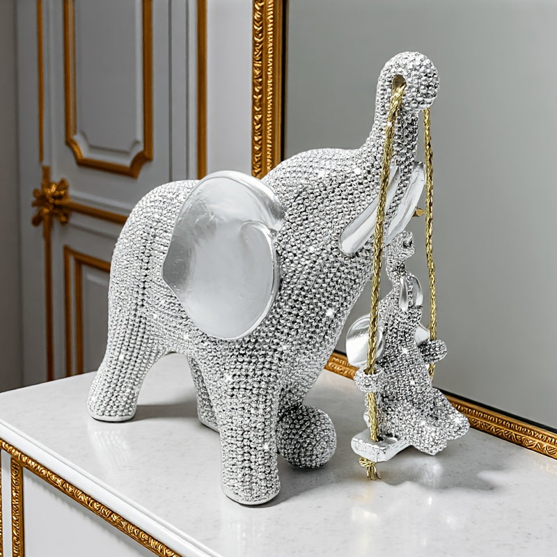 1pc Mother And Elephant Ornament 3D Sculpture Home Decor Resin Craft Creative Office Desktop Decoration Collectible Art Gift Holiday Present