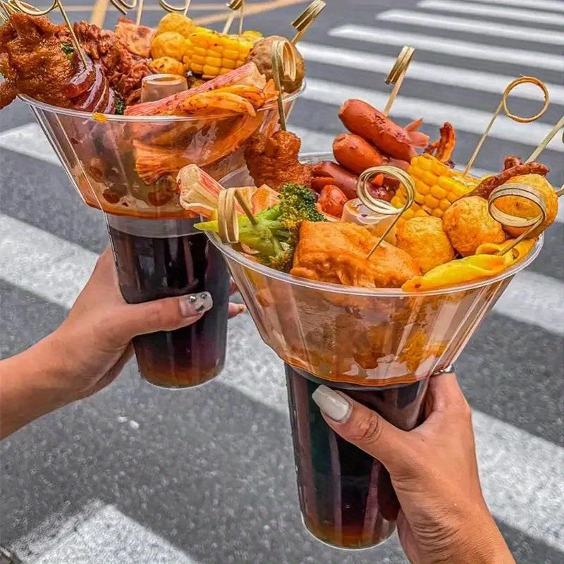 10 Sets (Bowl Cup Straw) | Multipurpose PET Cups And Bowls for Beverages, Snacks, Desserts, Hotpot, Suitable for Adults, Reusable And Hand Wash Solely