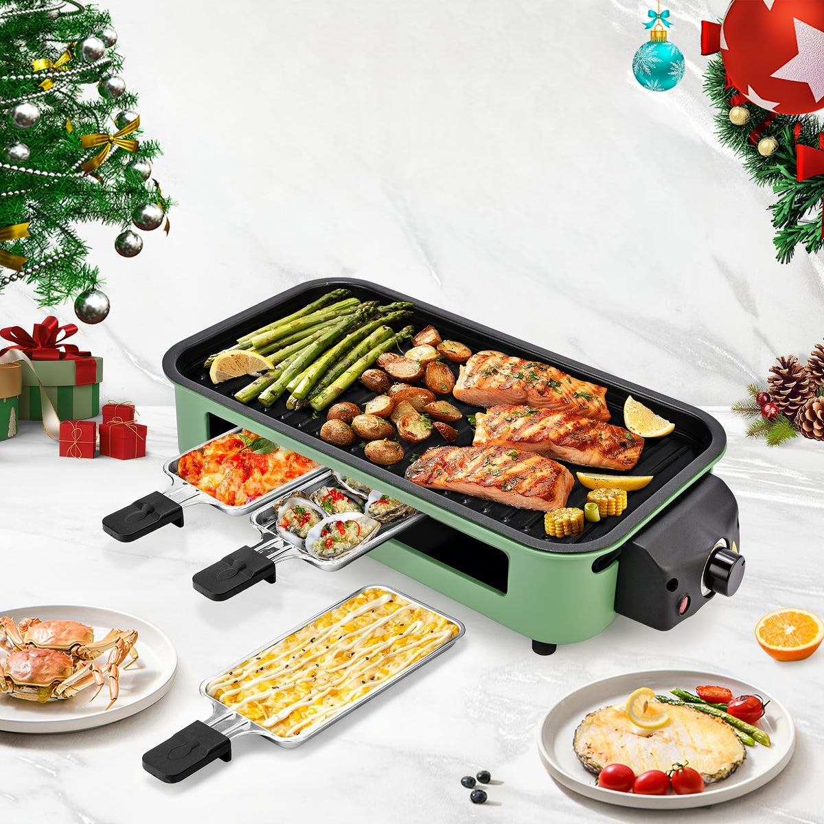 Indoor Electric Grill Designed for Kitchen Use, Smokeless And Portable, with a Detachable Non-Stick Plate, 1500W Power, And Safe for Dishwasher Cleaning