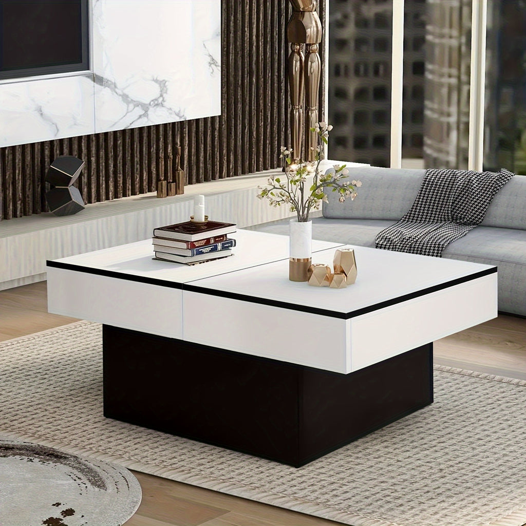37.5-50.8" Extendable Coffee Table With Storage, High Gloss Finish