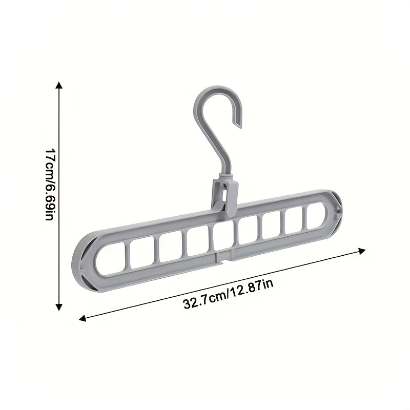 5pcs Heavy-Duty Foldable Plastic Hangers with 9 Holes - Anti-Slip, Space-Saving Organizer for Shirts, Trousers, And Wardrobe, Durable Brushed Surface, Multifunctional Storage Rack for Home Or Dorm