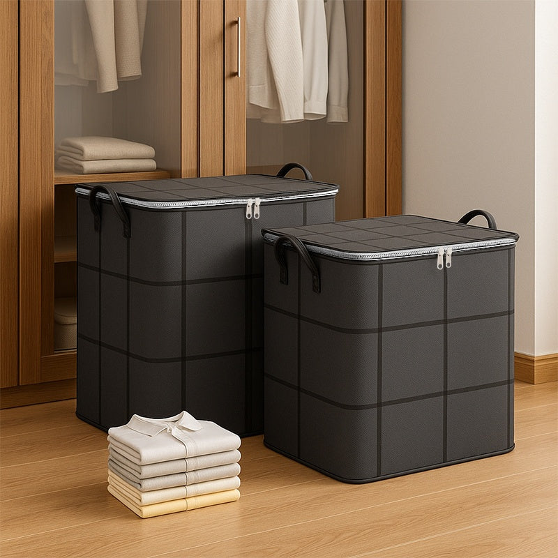 Foldable Wardrobe Storage Bag, Large Capacity Storage Box, Household Double Zipper Organizer Bag with Handles for Clothes and Quilts, Suitable for Moving, Travel, Storage Basket, and Under-Bed Storage Bag