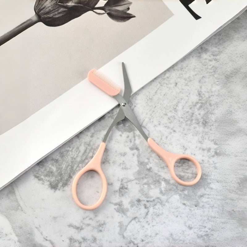 1. Stainless Steel Color Random Built-in Eyebrow Comb Scissors, Designed Specifically for Women, Precise and User-friendly, Made of Durable Materials, Are Ideal Beauty Tools and Excellent Gifts for Makeup Enthusiasts