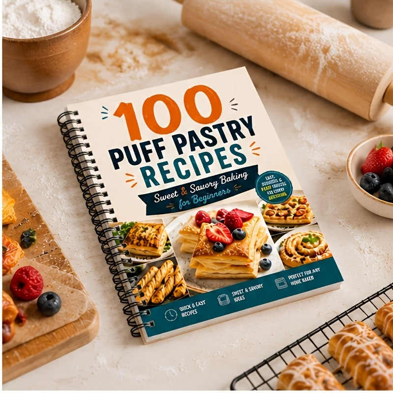 100 Puff Pastry Recipes Cookbook | Easy Sweet & Savory Baking Recipes for Beginners, Flaky Desserts, Appetizers, Breakfast Pastries, Party Foods & Family Favorites
