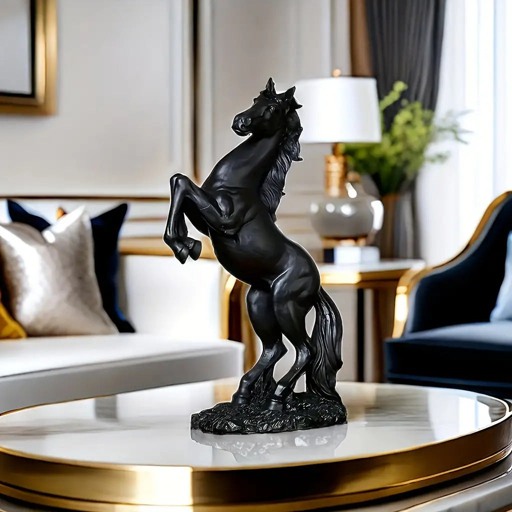 1pc, 3D Horse Decoration, 12inch* 5.51inch* 3.14inch Cm, Suitable for Bookcases, Home Living Rooms, Offices, Cafes, and Bar Decorations, Resin Statue Craft, Black Horse, Bronze Color-colored Horse