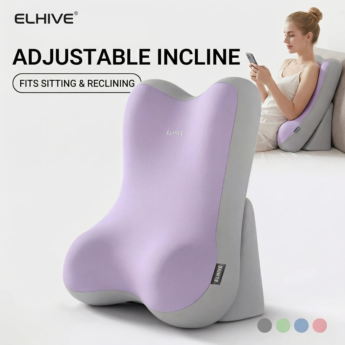 Adjustable Bed Wedge Reading Pillow - Large Memory Foam Backrest for Sitting Up in Bed - Soft C-Shaped Lounging Cushion for Headboard - Multi-Use for Phone Reading Gaming - Removable Washable Cover - Versatile Leg and Back Comfort