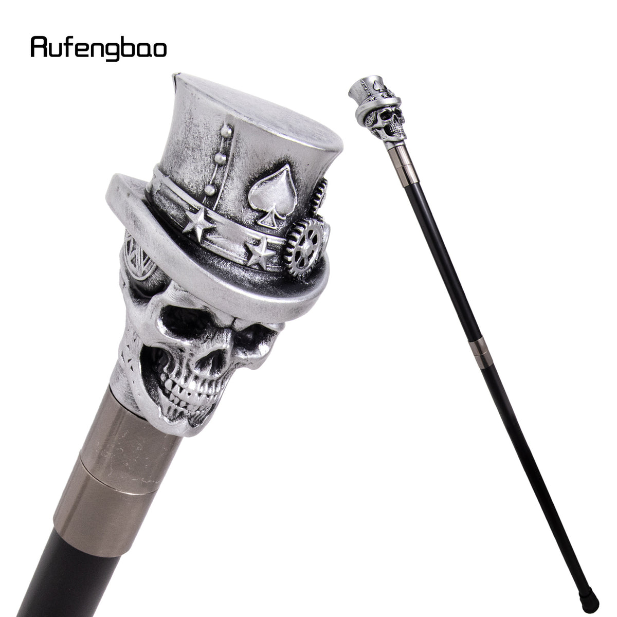 White Hat Gear Love Skull Head Fashion Cane Decorative Cane Halloween Cosplay Parties, for Cosplay & Party 36.61inch