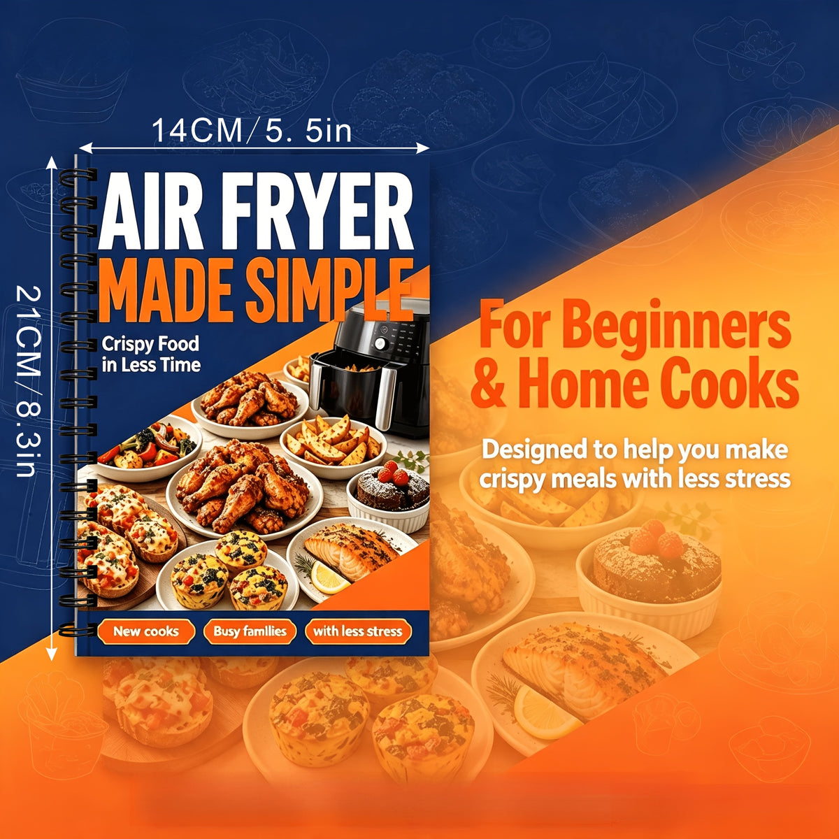 A5 Air Fryer Cookbook for Middle-Aged And Elderly, Easy Ingredients for Quick Cooking, Air Fryer Recipe Book And Cooking Manual, Monthly Meal Planning Reference, Quick Healthy Home Cooking