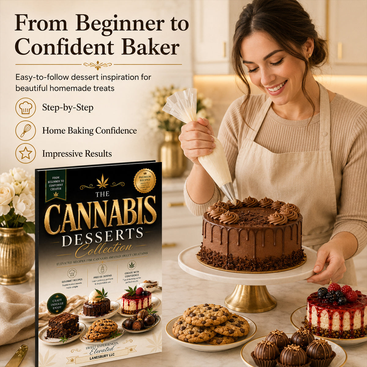 CANNABIS DESSERTS COOKBOOK FOR BEGINNERS: EASY CANNABIS INFUSED RECIPES FOR BROWNIES, COOKIES, CAKES, GUMMIES & SWEET TREATS WITH DOSING GUIDE