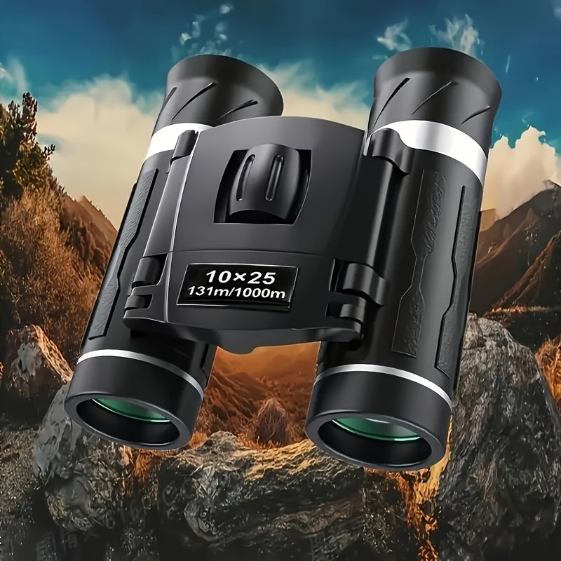 New Model - Outdoor HD Binoculars, 10×25 Folding Binoculars, High-Quality Binoculars, Professional-Grade Portable Binoculars, HD Long-Distance Wide-Angle View Suitable for Camping, Hiking, Bird Watching, Concerts, and Sporting Events, Hiking Gear