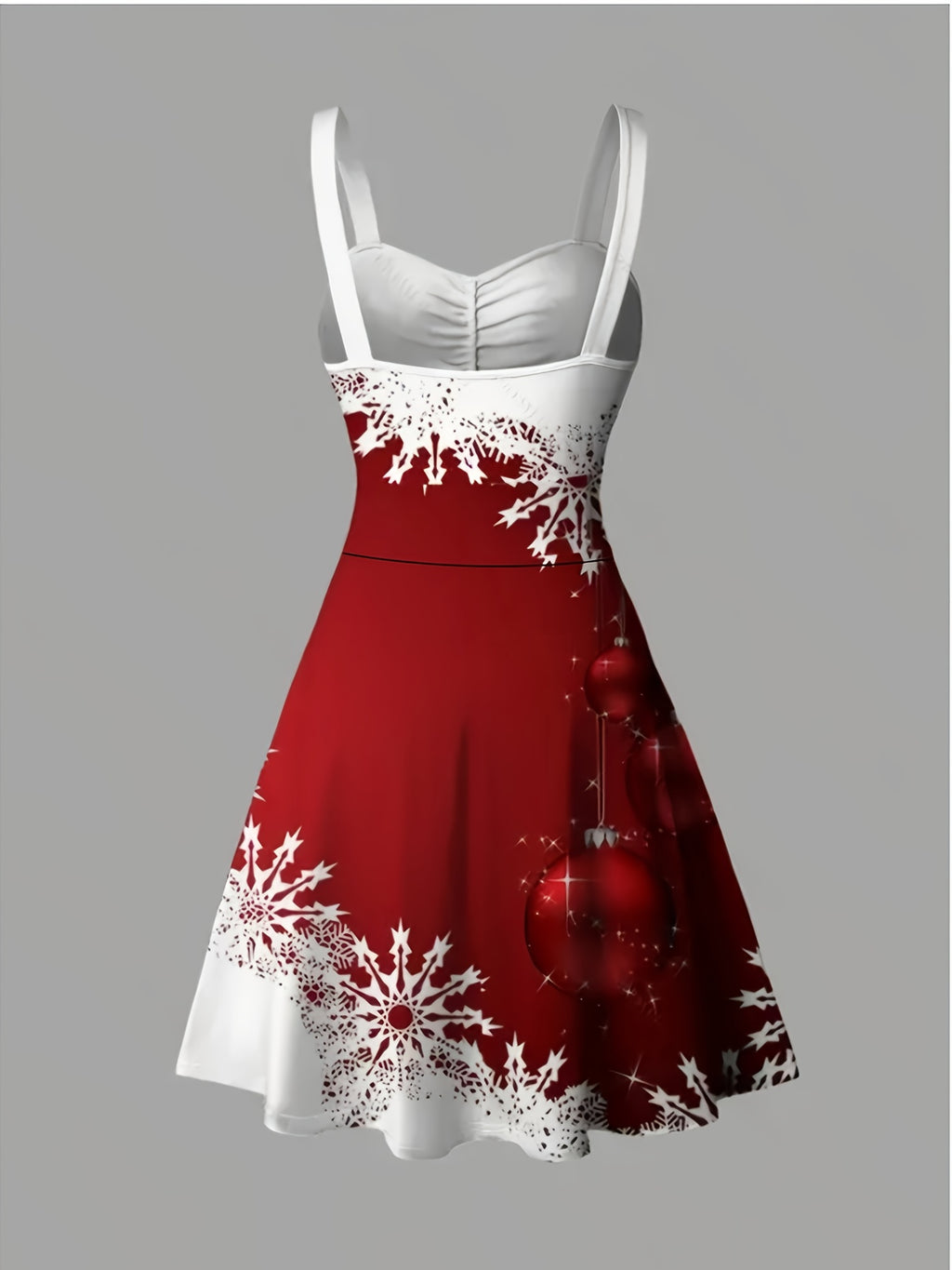 Christmas Print V-Neck Strap Dress, Elegant Backless Cami Dress, Women'S Clothing