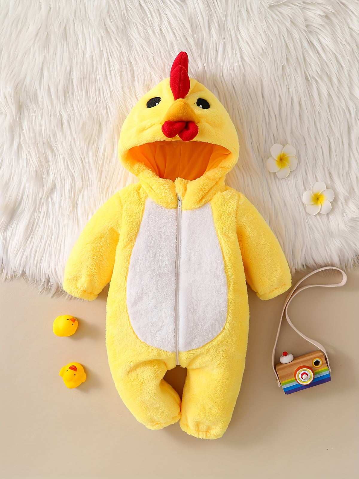 Toddler Girl Clothes, Tolo Rabbit Yellow Chick Jumpsuit - Soft Warm Winter Outfit with Chickens Feet & Beak, Easy On/Off Onesie, Machine Washable Photoshoots & Casual Attire, Perfect for, Outfit for Rabbit, Bunny, Bunny Outfits, Perfect for Outdoor